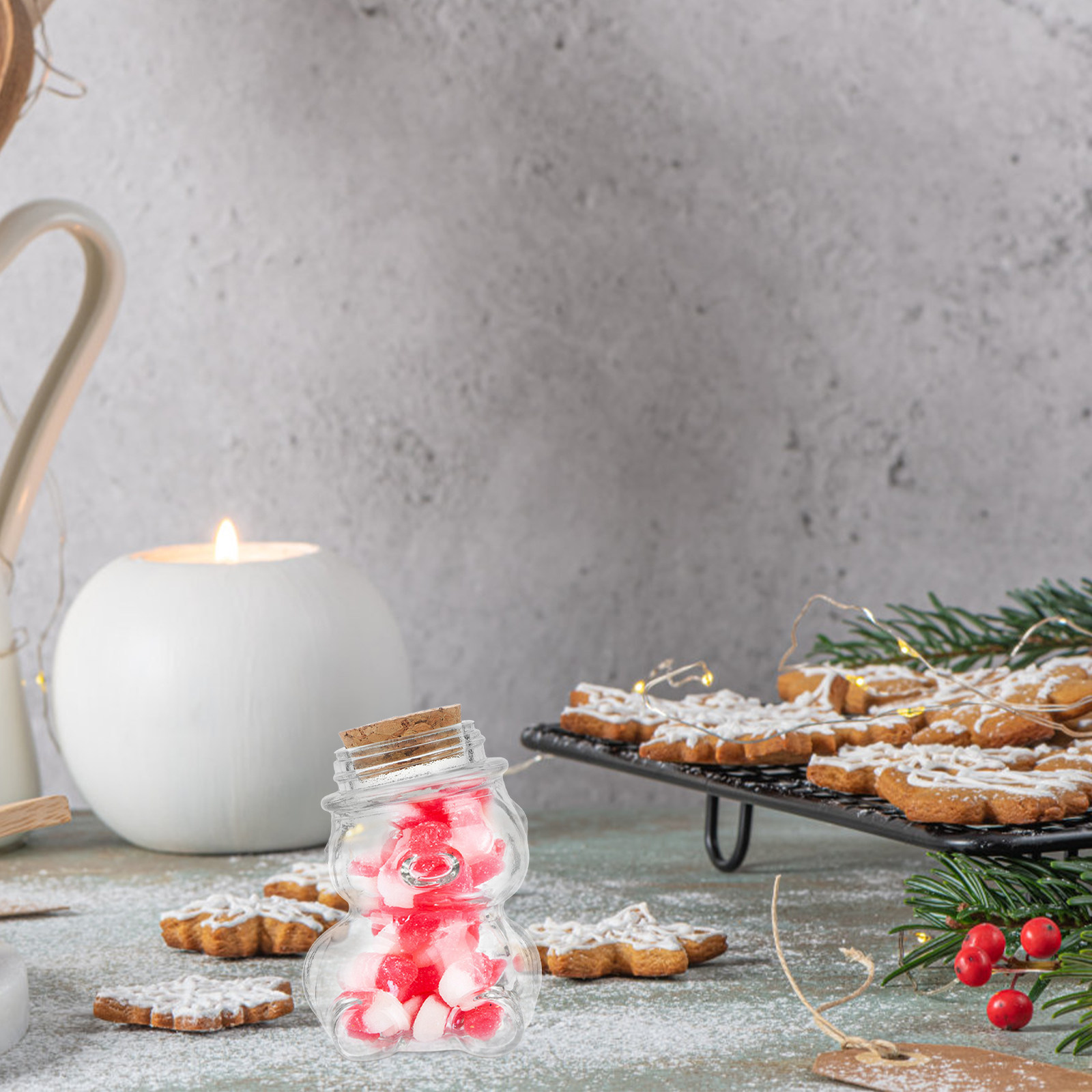 Coffee Tea Sugar - 4Pcs Glass Candy Jar Set Transparent