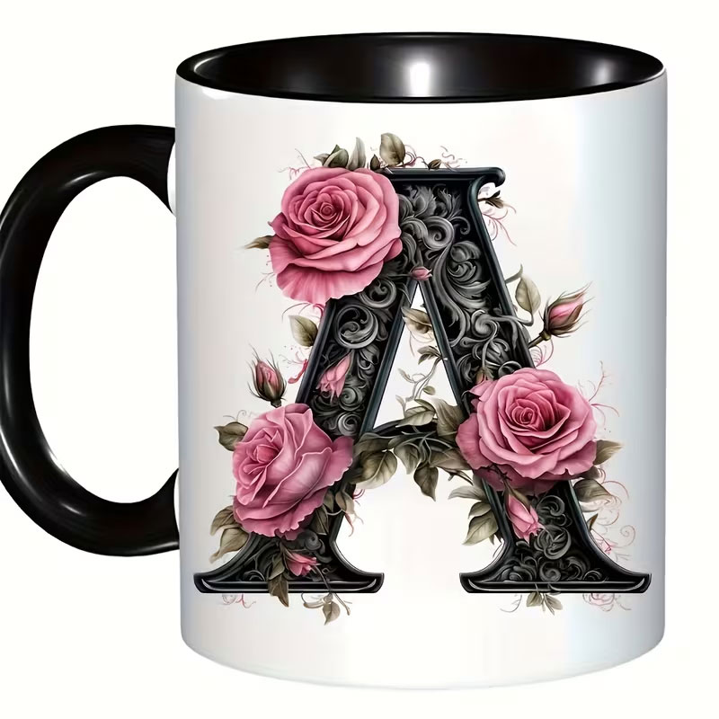 1 Black Letter Flower A-F Prin - Coffee Tea Name ulasan dan harga