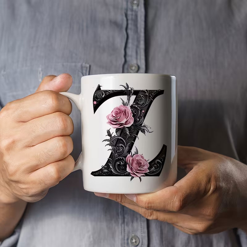 1 Black Letter Flower A-F Prin - Coffee Tea Name ulasan dan harga