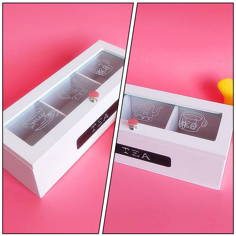 Wooden Tea Storage Box with Tr - Coffee Tea Sugar ulasan dan harga